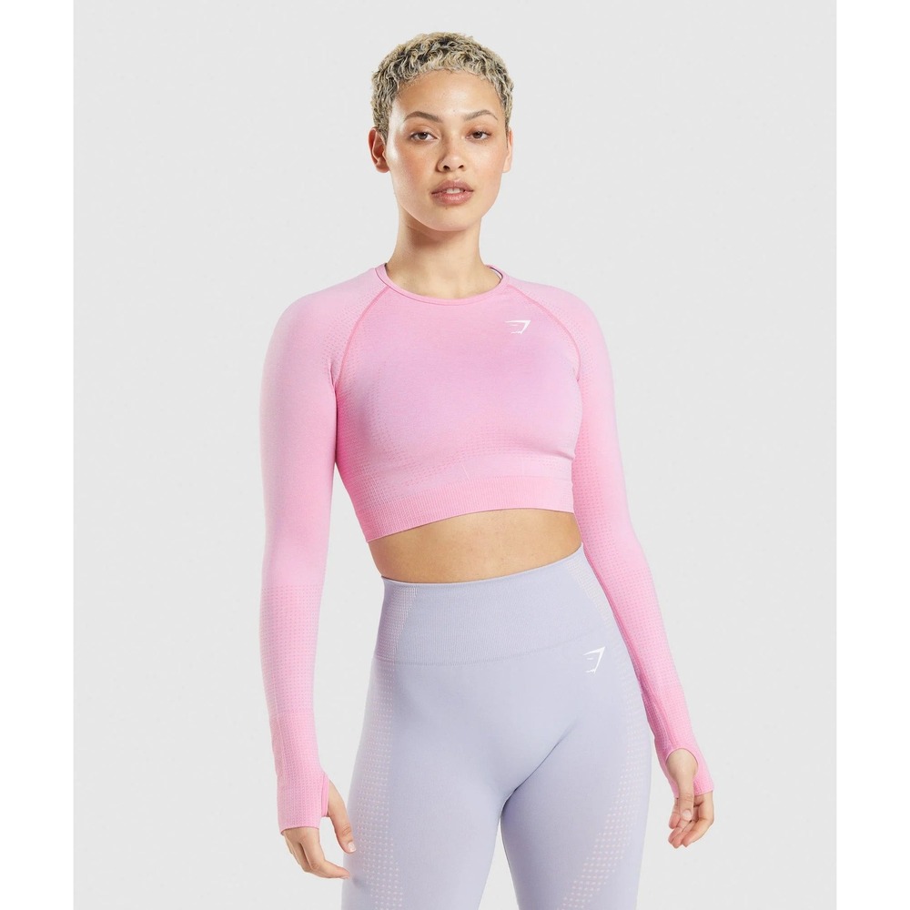 Gymshark Vital Seamless Long Sleeve Crop Top Sorbet Pink XL